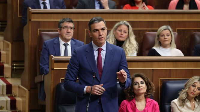 Pedro Sánchez, en la sesión de control al Gobierno.