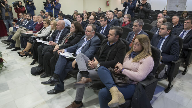 Asistentes a la reunión con el delegado del Gobierno, ayer en Sevilla.