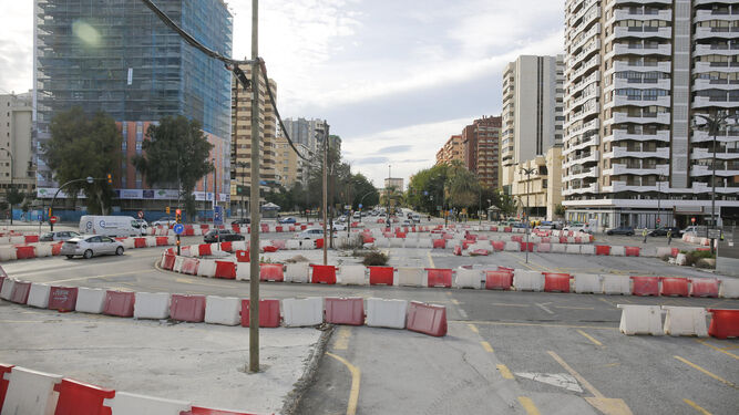 Vista actual del tramo del Metro parado, en la Avenida de Andalucía.