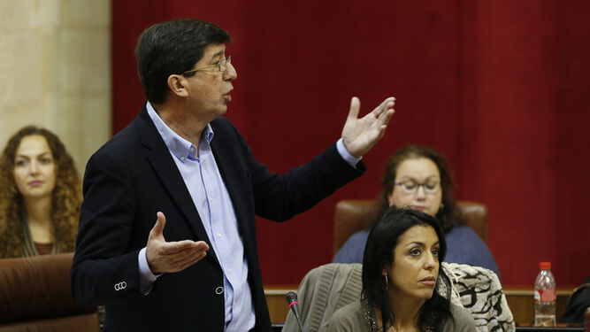 Juan Marín, portavoz de Ciudadanos, en el Parlamento andaluz.
