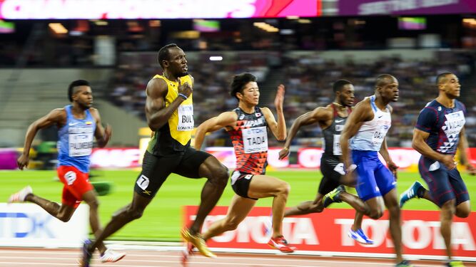 Bolt se impone en su serie en la que corrió junto al japonés Tada.