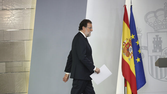 Rajoy, antes de la rueda de prensa.