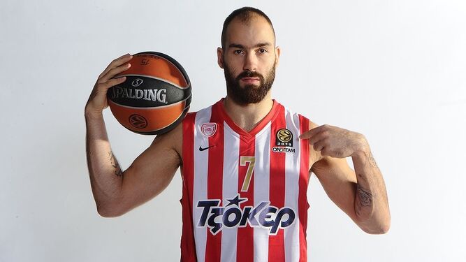 Vassilis Spanoulis, con la camiseta del Olympiacos.