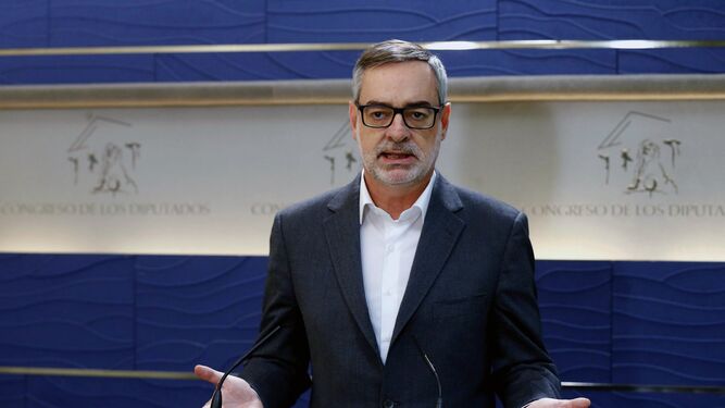 El portavoz de Ciudadanos, José Manuel Villegas, durante la rueda de prensa que ofreció ayer en el Congreso.