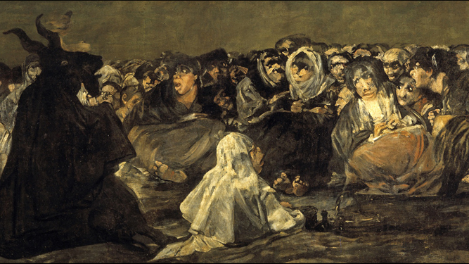 Detalle del cuadro de Francisco de Goya 'El Aquelarre' o 'El gran Cabrón', pintado hacia 1823.