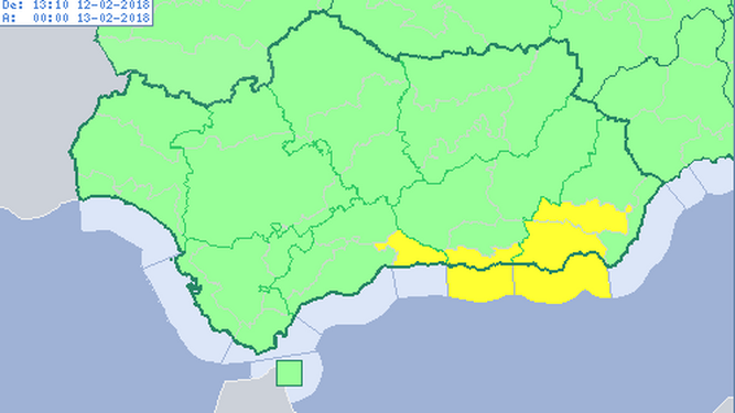 Alerta amarilla por vientos de 70 kilómetros hora en la costa de la Axarquía