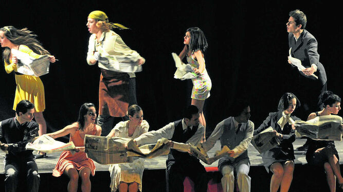 Representación de la comedia 'Un muerto con suerte' (2012) en el teatro de la Escuela Superior de Arte Dramático de Málaga.