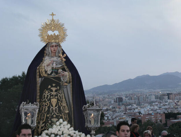 La Virgen de Monte Calvario en el traslado a la iglesia de la Victoria.