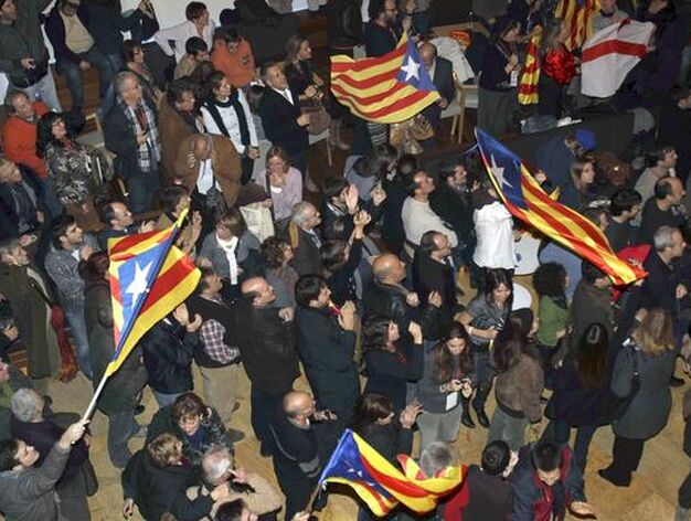 Seguidores y militantes de la formaci&oacute;n Solidaritat Catalana per la Independencia.

Foto: EFE
