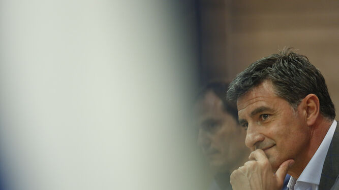 Míchel, sonriente el día de su presentación como entrenador del Málaga.