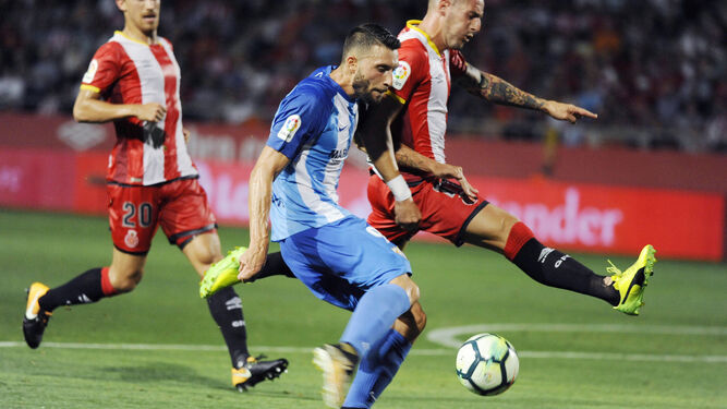 Un lance del partido del Málaga con el Girona