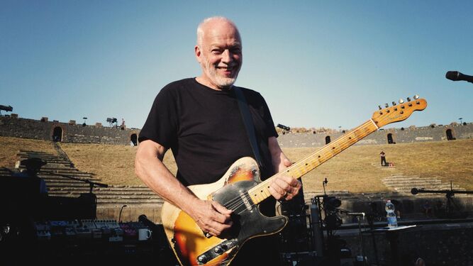 David Gilmour (Cambridge, 1946), el año pasado, en el anfiteatro de Pompeya, durante las pruebas de sonido de sus conciertos.
