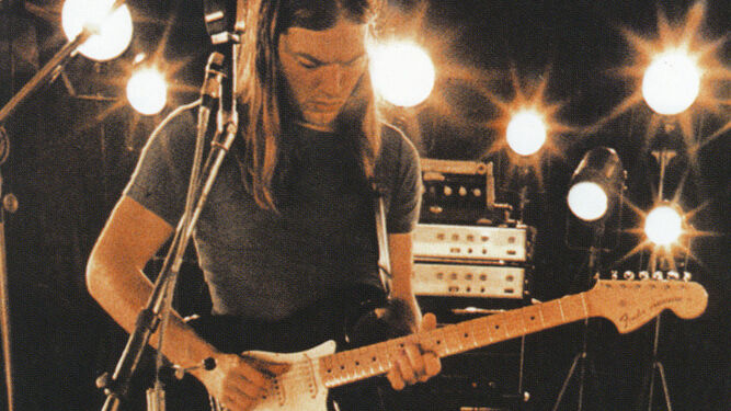El guitarrista, en 1971, en el concierto de Pink Floyd en el mismo escenario.