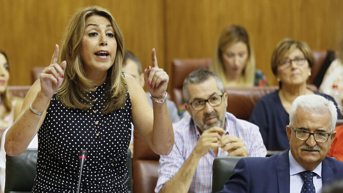 Susana Díaz, durante la Sesión de Control del Parlamento andaluz.