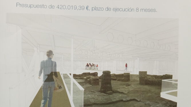 Simulación de la adecuación arqueológica en el sótano del Thyssen.