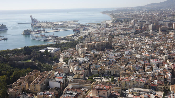 Vista aérea del Centro histórico de Málaga.