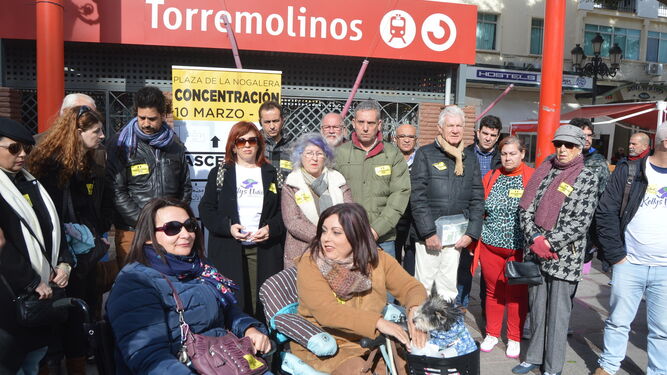 Protesta el pasado febrero para reclamar la reforma de la estación de La Nogalera.