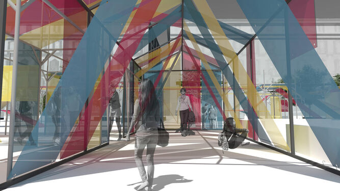 Imagen del proyecto 'Entretelas', ganador del concurso de ideas convocado por Escuela Técnica Superior de Arquitectura de Málaga y la Feria del Libro.