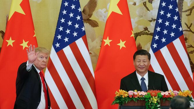 El presidente de EEUU, Donald Trump, y su homólogo chino, Xi Jinping, comparecen en una cumbre celebrada en Pekín el pasado mes de noviembre.