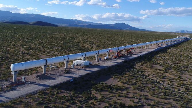 Imagen de la infraestructura ya ejecutada por Virgin Hyperloop One en Nevada.