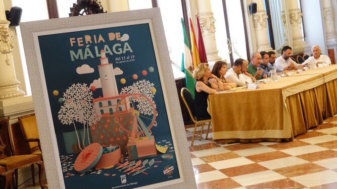 Cartel de la Feria de Málaga durante el balance del equipo de gobierno