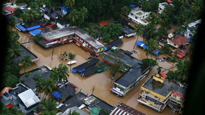 Una imagen aérea de una de las zonas del sur de la India afectadas
