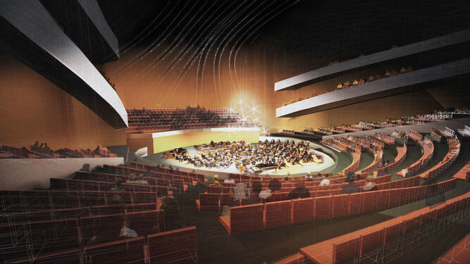 Sala principal del Auditorio, según el proyecto arquitectónico aprobado.