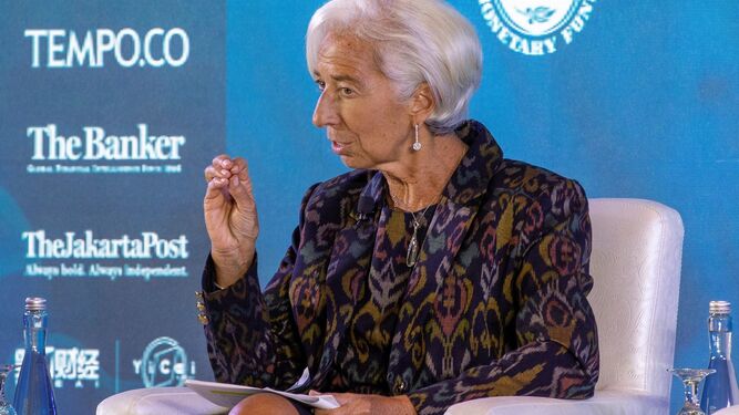 Crhristine Lagarde, directora-gerente del FMI, ayer en Indonesia