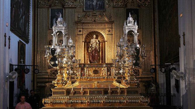 El nuevo trono del Cristo Resucitado, en el interior de San Julián.