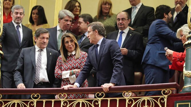 Susana Díaz junto a los presidentes de Asturias y Galicia