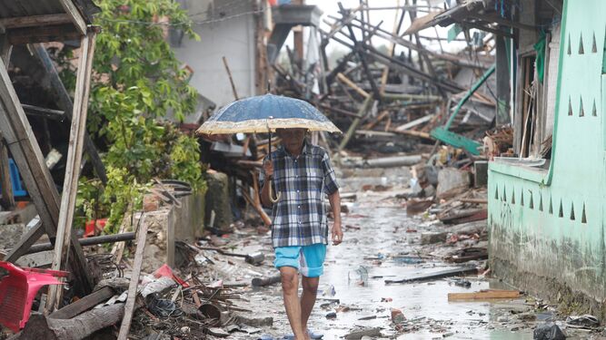 Zona afectada por el tsunami de Indonesia.