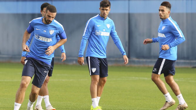 Lombán, Héctor y Boulahroud, en un entrenamiento.