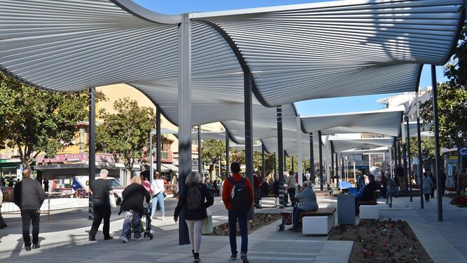 Así luce el nuevo centro peatonal de Torremolinos a principios de enero.
