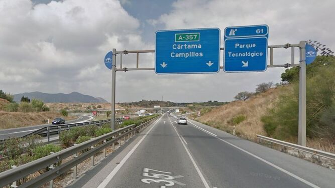 Carretera A-357, en sentido Cártama, a la altura del PTA de Málaga.