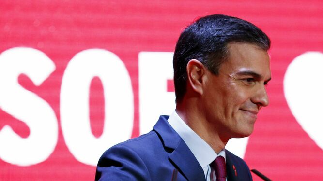El presidente del Gobierno, Pedro Sánchez, este martes presentando la precampaña del PSOE para las elecciones generales del 28 de abril.