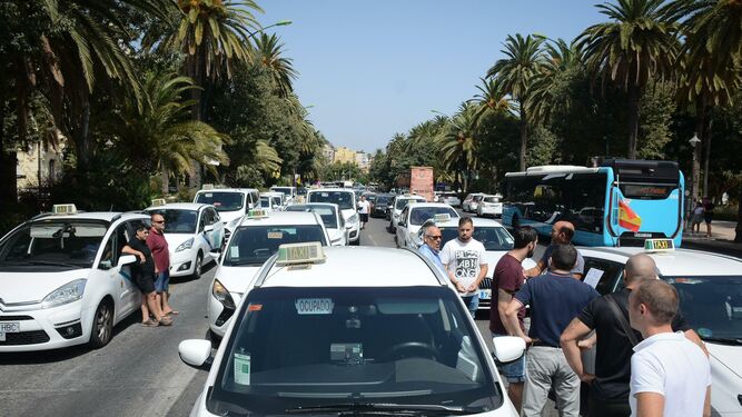 La huelga de taxistas el pasado verano en Málaga