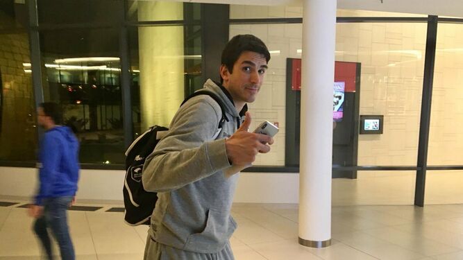 Carlos Suárez, a su llegada al hotel de Berlín.