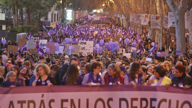 Manifestación del Día de la Mujer de 2019 en Málaga capital.