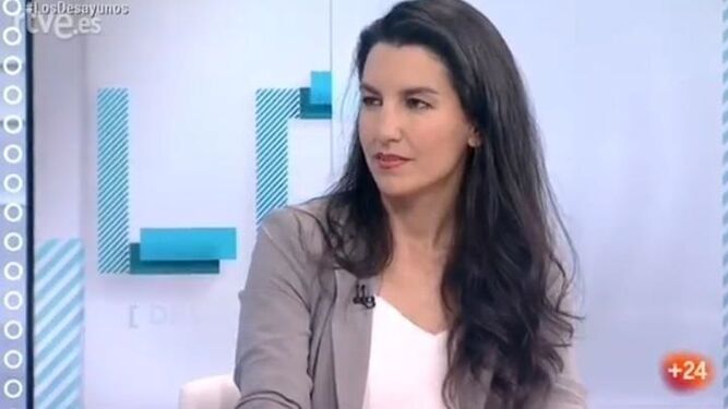 La presidenta de Vox en la Comunidad de Madrid, Rocío Monasterio, este jueves en una entrevista en TVE.