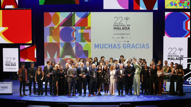 Los premiados en la pasada edición del Festival de Málaga, en la gala de clausura.