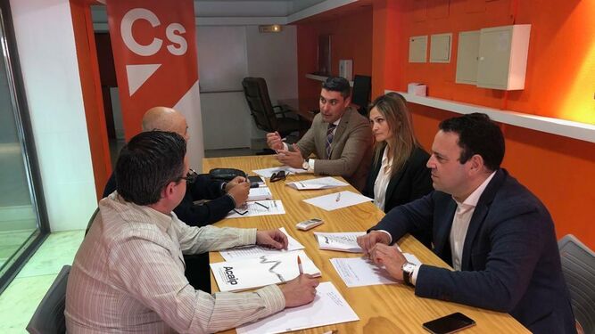 Reunión entre los responsables de Cs con Serrano y Ríos.