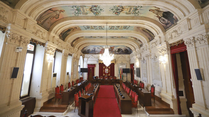 Salón de plenos del Ayuntamiento de Málaga.