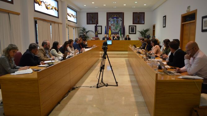 Pleno celebrado en Coín en el que se aprobó el proyecto del parque lineal.
