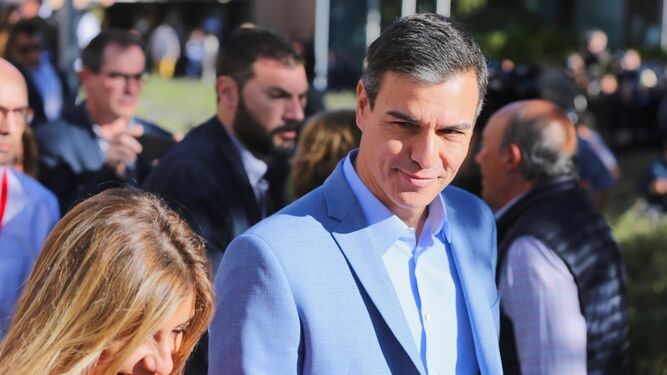 Pedro Sánchez durante la jornada electoral.