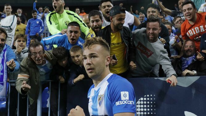 Ontiveros, celebrando su gol al Oviedo