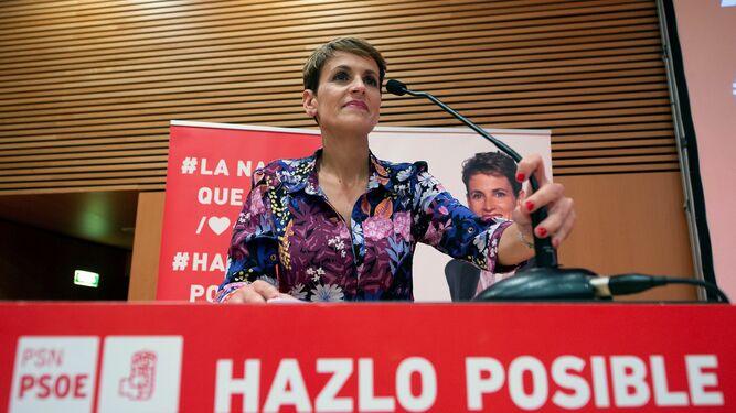 La candidata a la presidencia de Navarra María Chivite, el pasado 9 de mayo en el acto de inicio de campaña del 26-M.