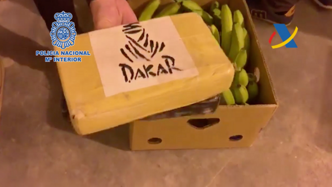 Una de las cajas de bananas en las que ocultaban la cocaína