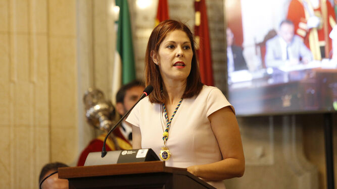 Noelia Losada durante una intervención en el Ayuntamiento de Málaga.