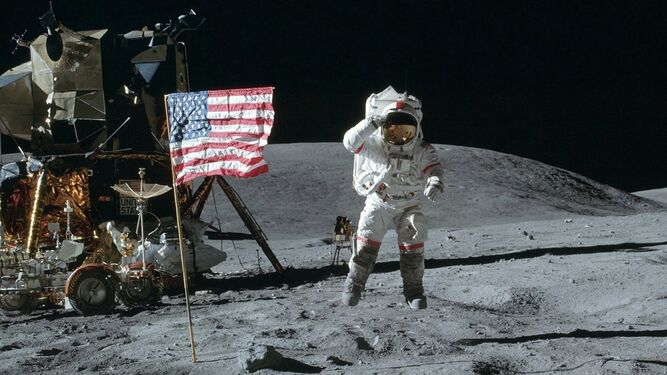 Neil Armstrong en su alunizaje hace medio siglo