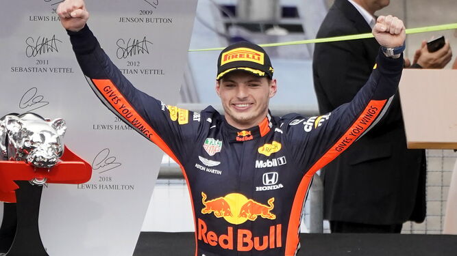 Max Verstappen celebra su victoria en el GP de Alemania